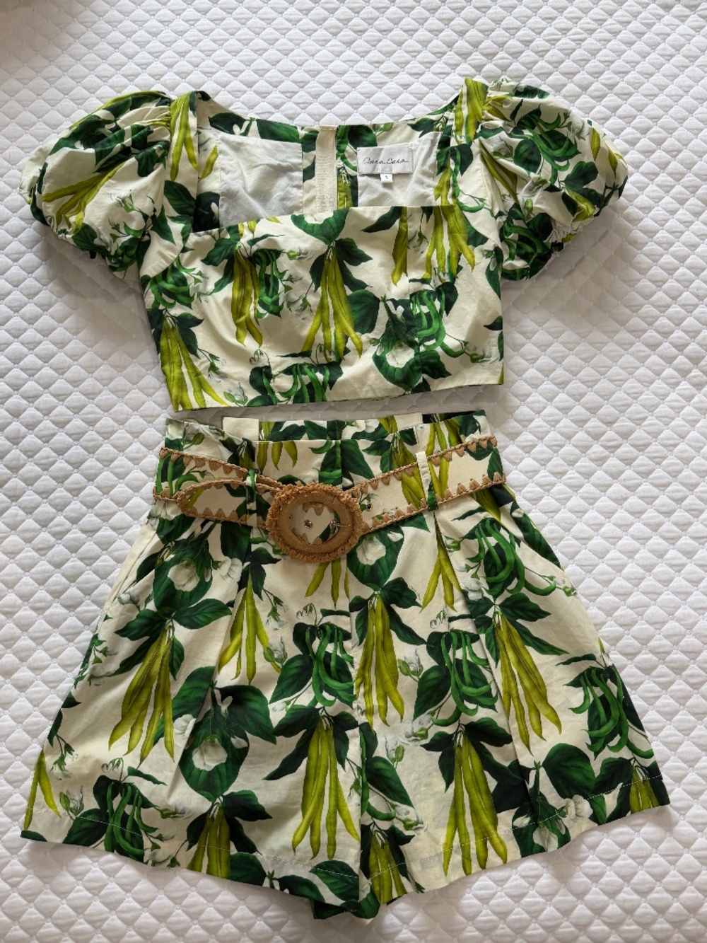 Cara Cara Palmer Floral green tropical  2 pc shorts Set Short Sleeve Sz 2/4 - Picture 2 of 12